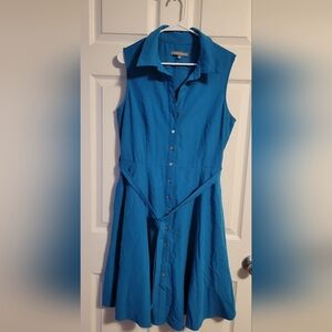 Sharagano Blue Sleeveless Button-Front Shirt Dress size 12